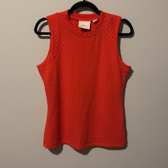 Maeve by Anthropologie Jacquard Sleeveless Top Red/Orange Medium EUC - Picture 5 of 11